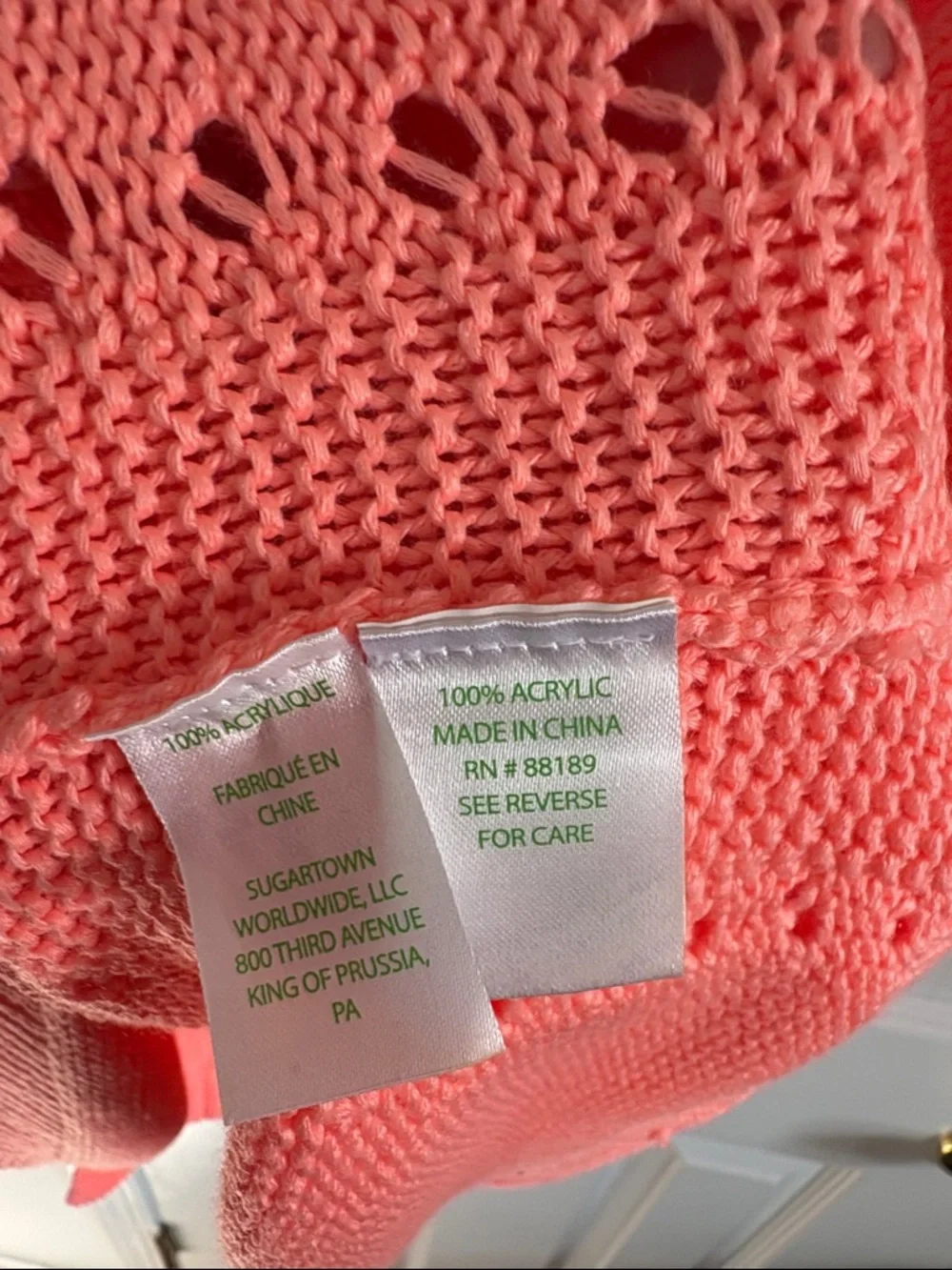 NWT Lilly Pulitzer Coral Peachy Pink Openwork Knit Mac Sweater Tank Top Size XL - Picture 4 of 7